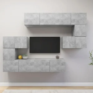 8-delige Tv-meubelset bewerkt hout betongrijs NL670204 8-delige Tv-meubelset bewerkt hout betongrijs NL670204