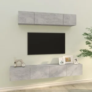 4-delige Tv-meubelset bewerkt hout betongrijs NL862331