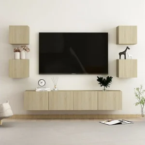6-delige Tv-meubelset bewerkt hout sonoma eikenkleurig NL54830 6-delige Tv-meubelset bewerkt hout sonoma eikenkleurig NL54830