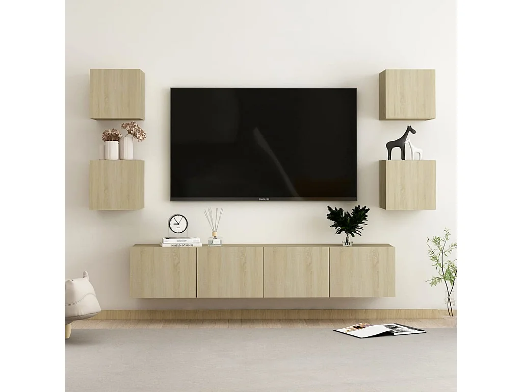 6-delige Tv-meubelset bewerkt hout sonoma eikenkleurig NL54830