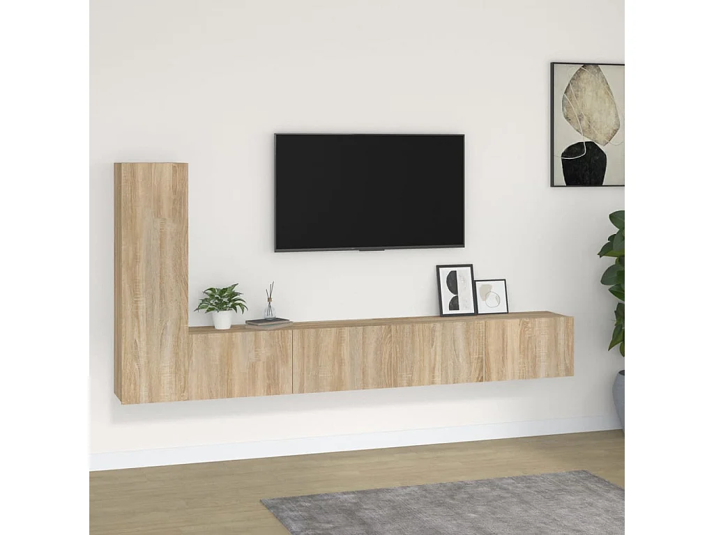3-delige Tv-meubelset bewerkt hout sonoma eikenkleurig NL32299