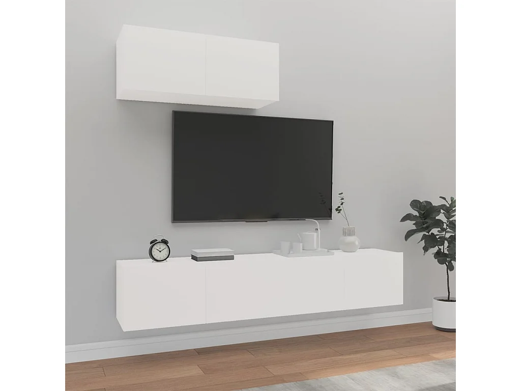 3-delige Tv-meubelset bewerkt hout wit NL260280