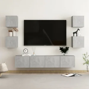 6-delige Tv-meubelset bewerkt hout betongrijs NL145704 6-delige Tv-meubelset bewerkt hout betongrijs NL145704