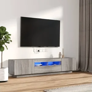 2-delige Tv-meubelset met LED bewerkt hout grijs sonoma eiken NL444950 2-delige Tv-meubelset met LED bewerkt hout grijs sonoma eiken NL444950