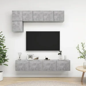 5-delige Tv-meubelset bewerkt hout betongrijs NL709575 5-delige Tv-meubelset bewerkt hout betongrijs NL709575