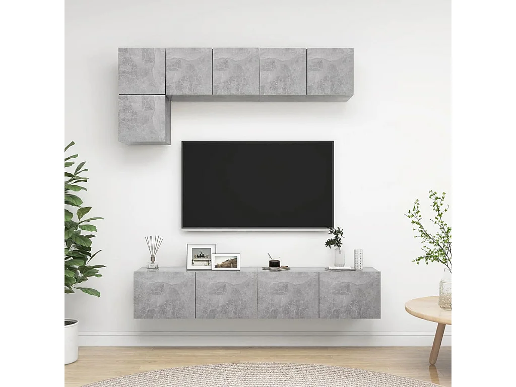 5-delige Tv-meubelset bewerkt hout betongrijs NL709575