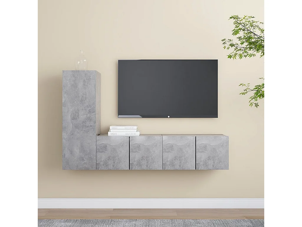 3-delige Tv-meubelset bewerkt hout betongrijs NL788876
