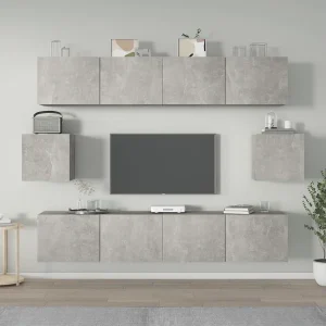 6-delige Tv-meubelset bewerkt hout betongrijs NL286452 6-delige Tv-meubelset bewerkt hout betongrijs NL286452