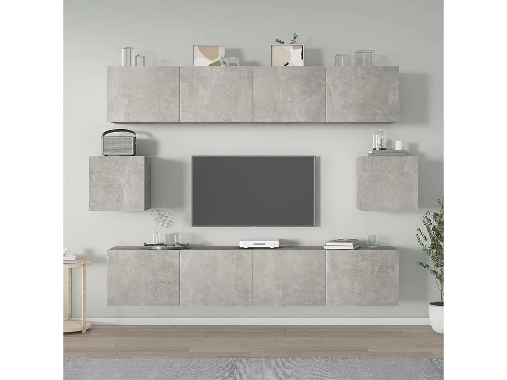 6-delige Tv-meubelset bewerkt hout betongrijs NL286452