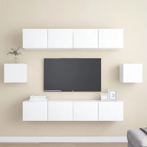6-delige Tv-meubelset bewerkt hout wit NL216577 6-delige Tv-meubelset bewerkt hout wit NL216577