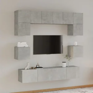 8-delige Tv-meubelset bewerkt hout betongrijs NL748387 8-delige Tv-meubelset bewerkt hout betongrijs NL748387