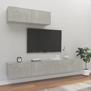 3-delige Tv-meubelset bewerkt hout betongrijs NL281809 3-delige Tv-meubelset bewerkt hout betongrijs NL281809