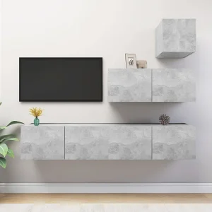 4-delige Tv-meubelset bewerkt hout betongrijs NL273085 4-delige Tv-meubelset bewerkt hout betongrijs NL273085