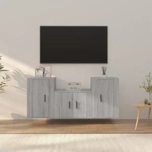 3-delige Tv-meubelset bewerkt hout grijs sonoma eikenkleurig NL746955 3-delige Tv-meubelset bewerkt hout grijs sonoma eikenkleurig NL746955