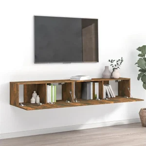 2-delige Tv-meubelset bewerkt hout gerookt eikenkleurig NL75432 2-delige Tv-meubelset bewerkt hout gerookt eikenkleurig NL75432