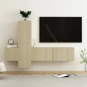 3-delige Tv-meubelset bewerkt hout sonoma eikenkleurig NL20144 3-delige Tv-meubelset bewerkt hout sonoma eikenkleurig NL20144