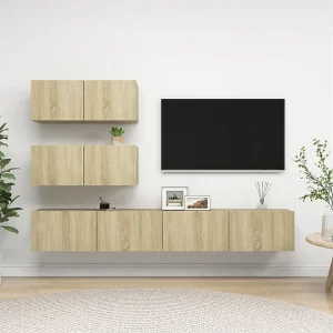 4-delige Tv-meubelset bewerkt hout sonoma eikenkleurig NL31942 4-delige Tv-meubelset bewerkt hout sonoma eikenkleurig NL31942