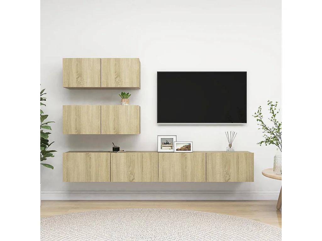 4-delige Tv-meubelset bewerkt hout sonoma eikenkleurig NL31942