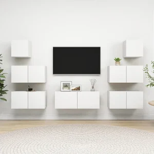 7-delige Tv-meubelset bewerkt hout wit NL599362