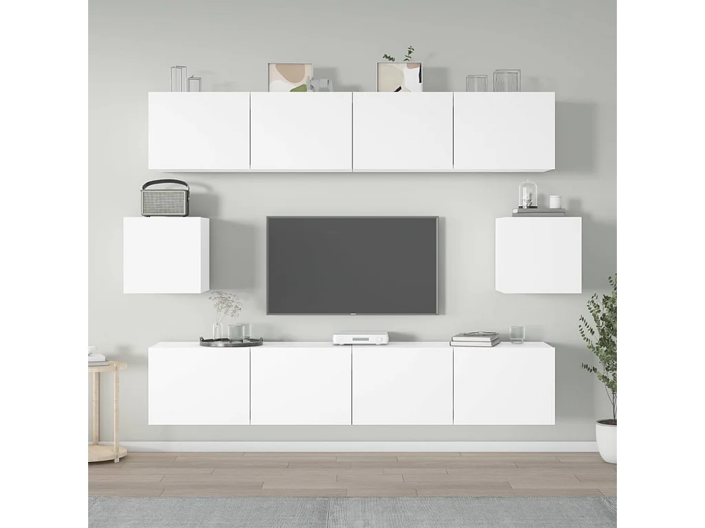 6-delige Tv-meubelset bewerkt hout wit NL900307