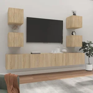 6-delige Tv-meubelset bewerkt hout sonoma eikenkleurig NL20557