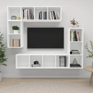 4-delige Tv-meubelset bewerkt hout wit NL891542 4-delige Tv-meubelset bewerkt hout wit NL891542