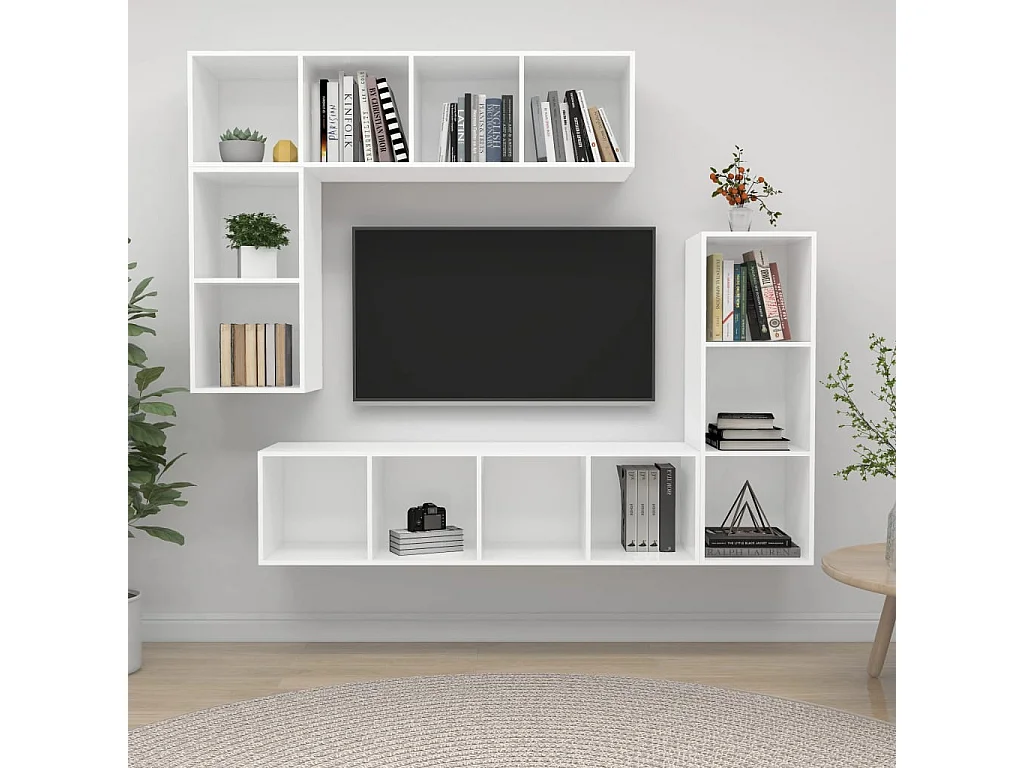 4-delige Tv-meubelset bewerkt hout wit NL891542