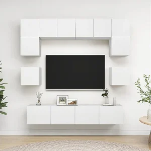 8-delige Tv-meubelset bewerkt hout wit NL718902