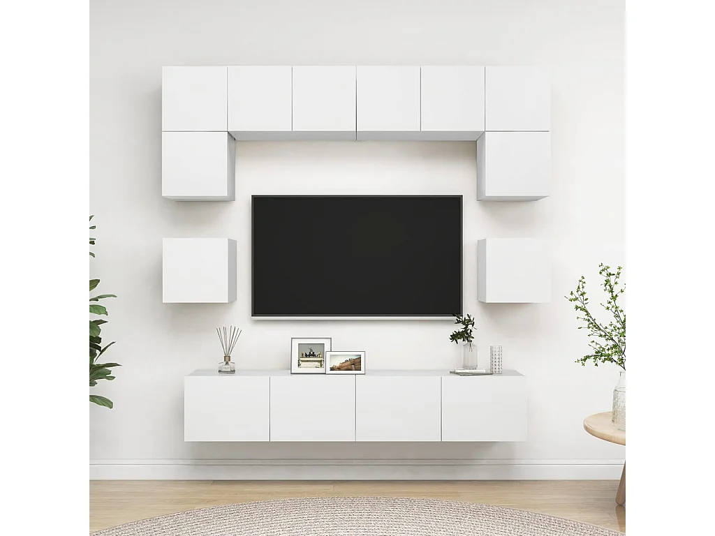8-delige Tv-meubelset bewerkt hout wit NL718902