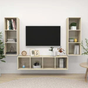 3-delige Tv-meubelset bewerkt hout sonoma eikenkleurig NL93435 3-delige Tv-meubelset bewerkt hout sonoma eikenkleurig NL93435