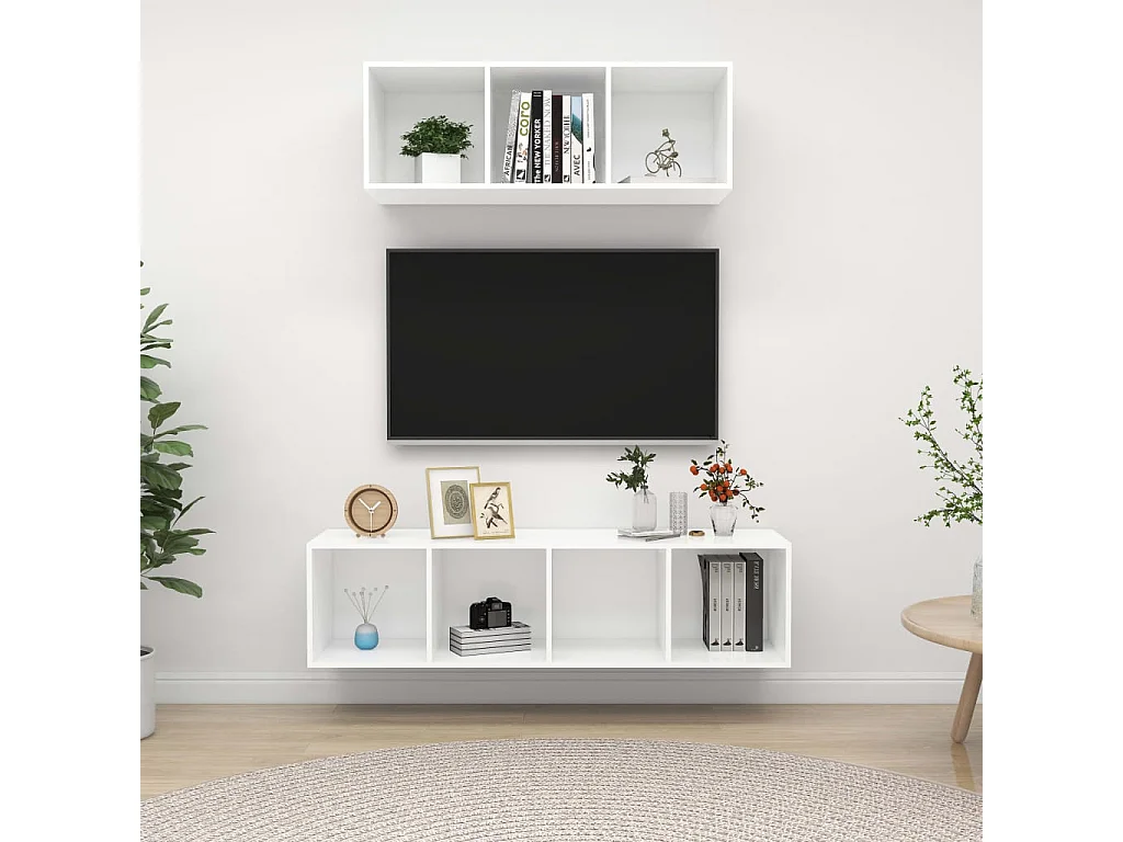 2-delige Tv-meubelset bewerkt hout wit NL474306