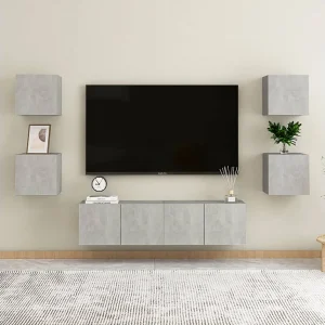 6-delige Tv-meubelset bewerkt hout betongrijs NL225000 6-delige Tv-meubelset bewerkt hout betongrijs NL225000