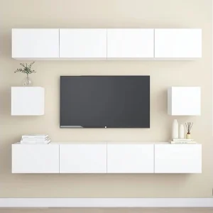 6-delige Tv-meubelset bewerkt hout wit NL756501 6-delige Tv-meubelset bewerkt hout wit NL756501
