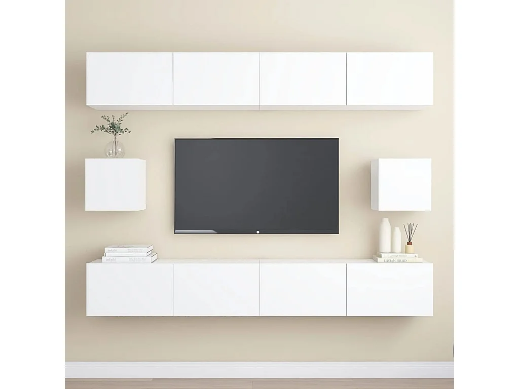 6-delige Tv-meubelset bewerkt hout wit NL756501