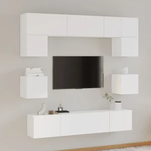 8-delige Tv-meubelset bewerkt hout wit NL716681 8-delige Tv-meubelset bewerkt hout wit NL716681