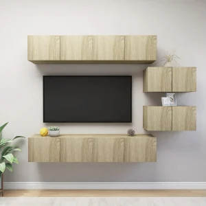 6-delige Tv-meubelset bewerkt hout sonoma eikenkleurig NL75741 6-delige Tv-meubelset bewerkt hout sonoma eikenkleurig NL75741