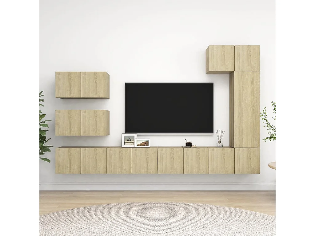 8-delige Tv-meubelset bewerkt hout sonoma eikenkleurig NL82883