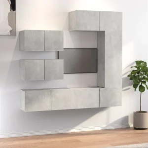 6-delige Tv-meubelset bewerkt hout betongrijs NL840136 6-delige Tv-meubelset bewerkt hout betongrijs NL840136