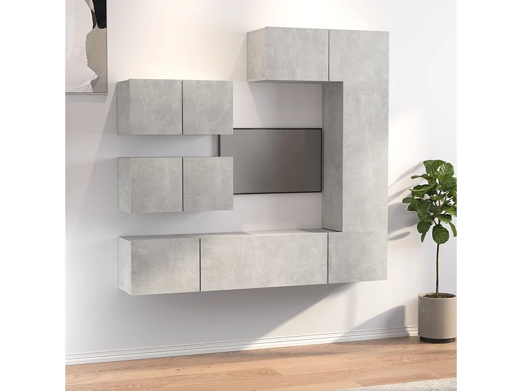 6-delige Tv-meubelset bewerkt hout betongrijs NL840136
