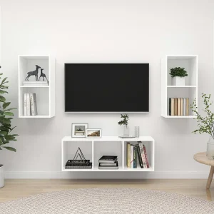 3-delige Tv-meubelset bewerkt hout wit NL413376 3-delige Tv-meubelset bewerkt hout wit NL413376