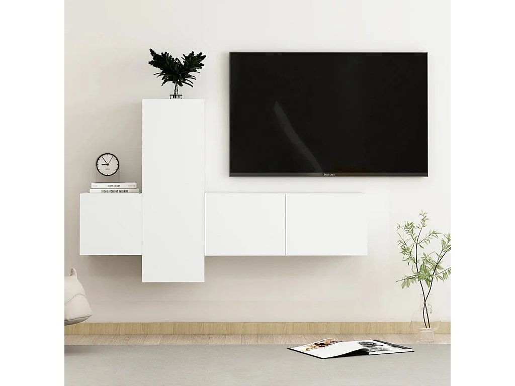 3-delige Tv-meubelset bewerkt hout wit NL297661