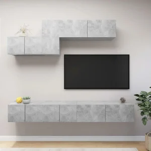 6-delige Tv-meubelset bewerkt hout betongrijs NL796953 6-delige Tv-meubelset bewerkt hout betongrijs NL796953