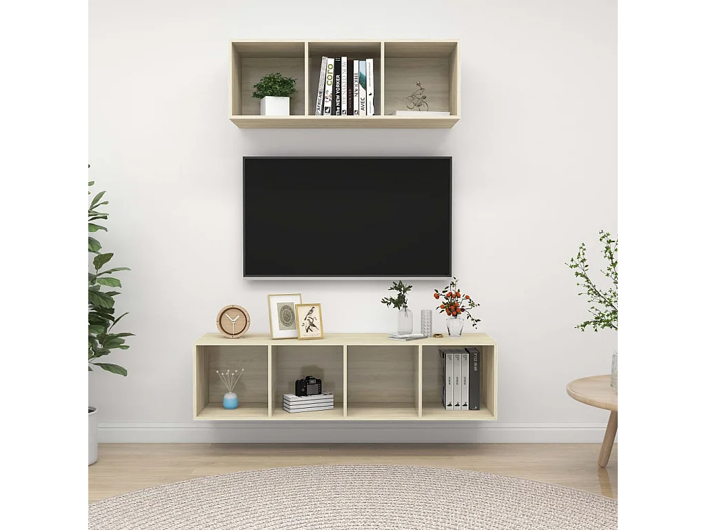 2-delige Tv-meubelset bewerkt hout sonoma eikenkleurig NL61212