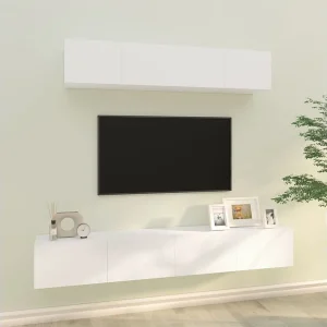 4-delige Tv-meubelset bewerkt hout wit NL133465 4-delige Tv-meubelset bewerkt hout wit NL133465