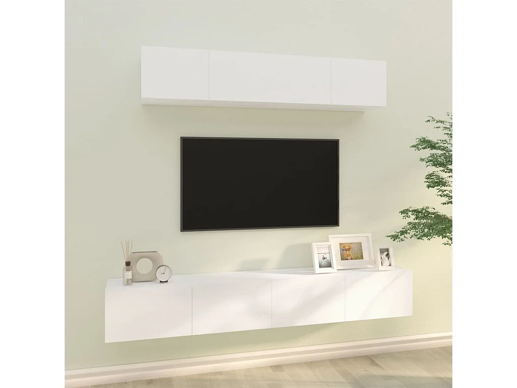 4-delige Tv-meubelset bewerkt hout wit NL133465