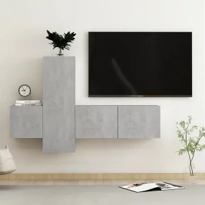 3-delige Tv-meubelset bewerkt hout betongrijs NL557739 3-delige Tv-meubelset bewerkt hout betongrijs NL557739