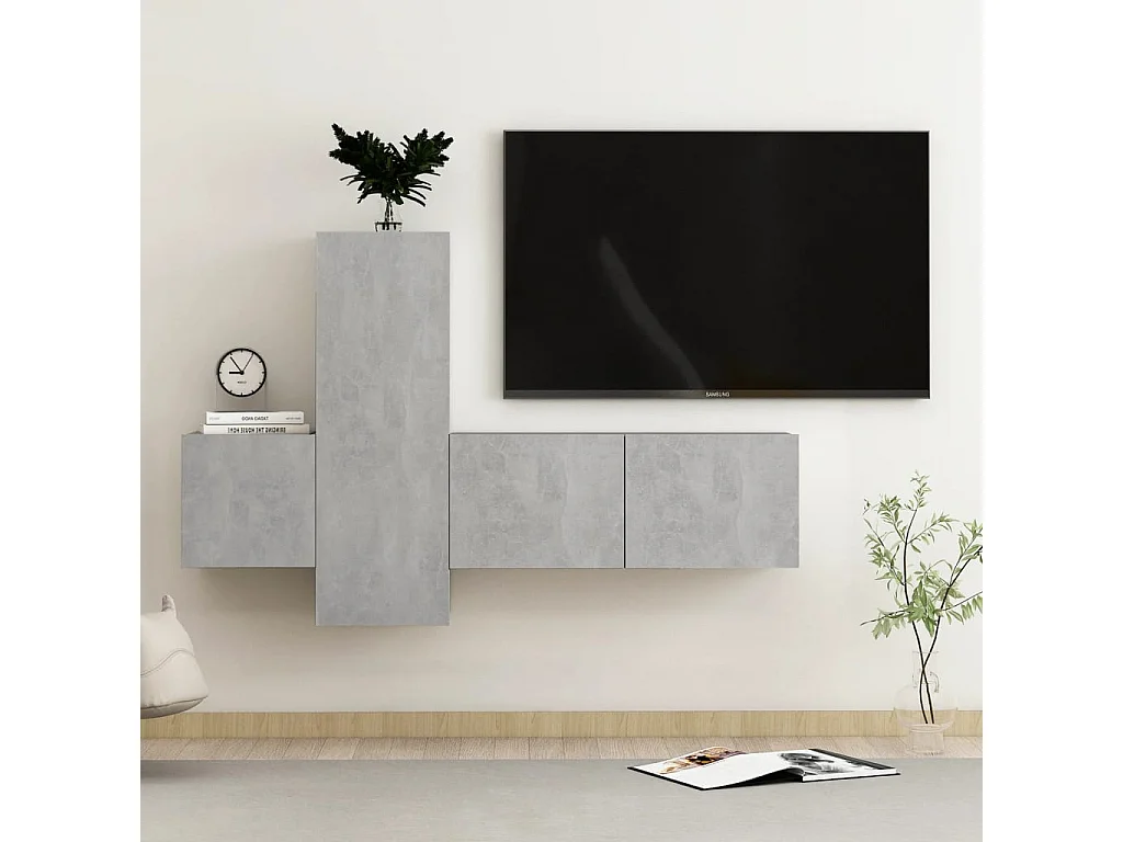 3-delige Tv-meubelset bewerkt hout betongrijs NL557739