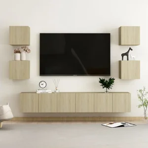 7-delige Tv-meubelset bewerkt hout sonoma eikenkleurig NL20119