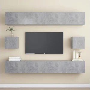 6-delige Tv-meubelset bewerkt hout betongrijs NL982407 6-delige Tv-meubelset bewerkt hout betongrijs NL982407