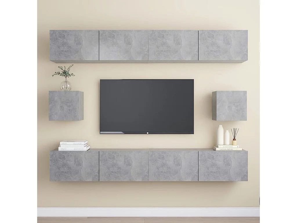 6-delige Tv-meubelset bewerkt hout betongrijs NL982407